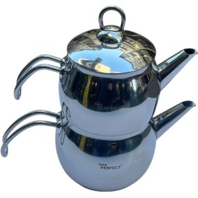 Resim Home Perfect Orta Boy Çelik Çaydanlık Takımı Metal Sap Metalik 