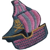 Resim Aplike Ütü İle Yapışan Yelkenli Pembe Arma 4x3 cm 