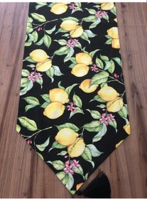 Resim Siyah Zemin Limon Desenli Runner Çok Renkli 