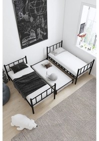 Resim Argimo Zambak Yavrulu Metal Siyah Ranza Ve Karyola 90x190 