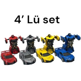 Resim Ailenizin Oyuncakçısı Transformers Robot 1:32 Kendinden Robota Dönüşebilen Araba - Çek Bırak Robota 4'Lü Set 