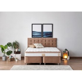 Resim Nironyatak Niron Latte 160X200 Cm Çift Kişilik Yatak Baza Başlık Seti - Sert 