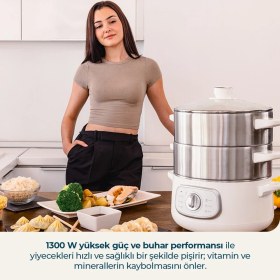 Resim Özbience Çok Katlı Buharlı Pişirici, Sağlıklı ve Kolay Yemek Hazırlama 