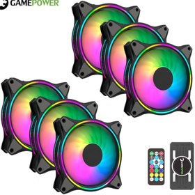 Resim Gamepower Air Turbine 6x120mm Argb Kumandalı Fan Set Rgb Kit Sessiz Kasa Fanı 