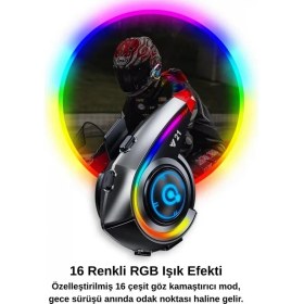 Resim Y21 Rgb Işık Efektli Intercom Bluetooth Motosiklet Kask Kulaklığı Intercom Kulaklık 
