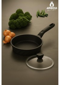 Resim Vento Döküm Cam Kapaklı Tava 18x5 Cm Siyah 