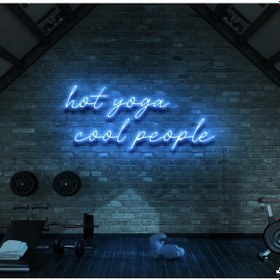 Resim Hot Yoga Cool People Yazılı Neon Tabela Turkuaz 
