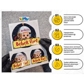 Resim Bay Etiket Bob18 Astronot Temalı Arabada Bebek Var Etiketi Arabalara Özel Nano Teknolojik Folyo 