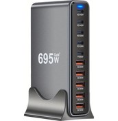 Resim Tongdashop Siyah 10 Port Usb Şarj İstasyonu 5 Usb-c 5 Usb-a Pd 3.0 695w Eu 