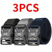 Resim 3 Adet Erkek Moda Kemer, Hızlı Açma Tasarımı, 4 Renk Seçeneği, 124.97cm x 3.78cm, Naylon Örgülü Nefes Alabilir, Outdoor Spor ve Maceralara Uygun, Unisex 