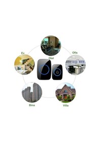 Resim Plentiful Modern Kablosuz Kapı Zili 300metre Menzil 60 Çeşit Melodi Hoşgeldiniz 5 Seviye Ses 