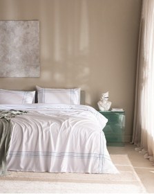 Resim Madame Coco Holly King Size %100 Pamuk Nevresim Takımı - Beyaz/turkuaz 8684427205198 Çok Renkli 