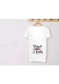 Resim Bk Gift Espri Tasarımlı Beyaz Hamile Tişörtü, Hamileye Hediye, Yeni Anne Hediyesi, Arkadaşa Hediye-15 001 