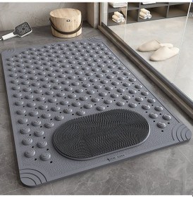Resim Mainshop 2 Adet Banyo Ve Duş Kaydırmazı Duşa Kabin Küvet İçi Vantuzlu Banyo Paspası 36x69,5 Cm M-162 Gri 