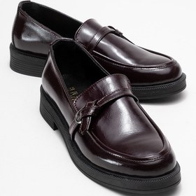 Resim Luvi Shoes Galea Bordo Rugan Tokalı Hakiki Deri Kadın Loafer Ayakkabı Bordo Rugan 