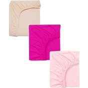 Resim 3 Adet 65 X 95 + 10 Cm Anne Yanı Lastikli Penye Kumaş Bebek Çarşafı-fuşya Pembe 