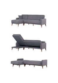 Resim Kilim Mobilya Minimal Uzanmalı Köşe Takımı V1 (İkili Sağ Ünite + Uzanma Sol Ünite) koyu gri 