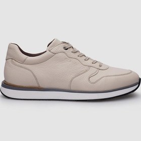 Resim Cabani %100 Hakiki Deri Bej Bağcıklı Erkek Spor Ayakkabı Bej 