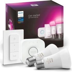 Resim Philips Huewca 9-75W Renkli Akıllı Başlangıç Seti 2'li Kumandalı E27 Bluetooth Özellikli 