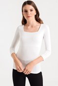 Resim Jument Kare Yaka Truvakar Kol Şık Body Bluz-sax 