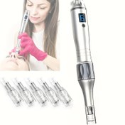 Resim Ultima-X3 Profesyonel Dermapen Seti - Orijinal Çok Fonksiyonlu Kablosuz Derma Güzellik Kalemi - Güvenilir Açık Bej Bakım Aracı Kiti - 5 Adet Yuvarlak Nano 0.18mm Kartuş 