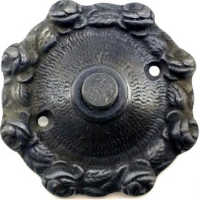 Resim Antika Tarz Dekoratif Pirinç Güllü Kapı Zili - 75MM, Oksit - Lisinya 