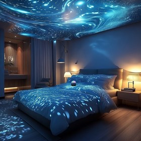Resim 1 adet Dinamik 2'si 1 Arada Klasik Aurora Yıldızlı Gökyüzü Cadılar Bayramı Noel Işığı, Bu Lamba Duvar veya Tavan Üzerine Dinamik Aurora Etkisi Projeksiyonu Yapabilir, Uzaktan Kumandalıdır, Çoklu Renk Aydınlatma Efektlerine Sahiptir, T tipi Herhangi Bir Alan İçin Uygundur. 