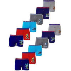 Resim Hepsine Rakip Tutku 12'li Paket Erkek Çocuk Renkli Baskılı Elastan Boxer Tec0253 Çok Renkli 