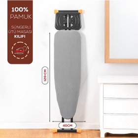 Resim Porsima Isıya Dayanıklı 100% Pamuk Süngerli Ütü Masası Kılıfı - Buharlı Ütüleme Uyumlu 120x40cm Renkli 