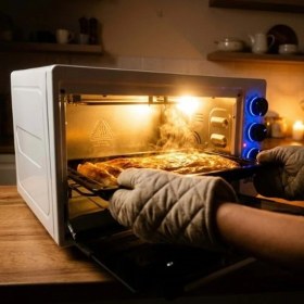 Resim Akel AF280LF 32 Litre Beyaz Midi Fırın, Mavi LED Düğme, Iç Aydınlatma, Turbo Fan, Zaman & Isı Ayarı 