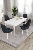 Resim Canisa Ram Serisi 80x132 Açılabilir Mutfak Masası Takımı Beyaz Masa 4 Antrasit Sandalye 