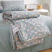 Resim 1 adet Mavi Gül Desenli Hafif Yorgan - Püskül Detaylı Süper Yumuşak Polyester, Yazlık Yatak Odası, Oturma Odası veya Balkon Dekoru için Mükemmel - Çekici Hediye Fikri, Yatak Odası Konforu | Zarif Kenarları | Kapitone Dokusu, Yatak Odası Dekoru 