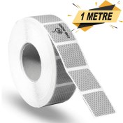 Resim Badem10 Tüvtürk Onaylı Reflektörlü Reflektif Fosforlu Şerit Bant Kesikli Beyaz İkaz Bandı (1 METRE) 