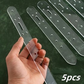 Resim 5'li Akrilik Deri Delik Punch Şablon Seti, Şeffaf Plastik Kemer Delik Baskı Kılavuzu, DIY El Sanatları Aksesuarı, Deri İşleme Konumlandırma Aracı 