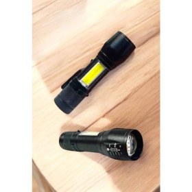 Resim Şarjlı Metal Zoomlu El Feneri Işıldak LED Işık Taşınabilir El Lambası 