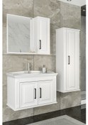 Resim Netdeko Milano 80 Cm Banyo Dolabı-Beyaz(Boy Dolap Dahil ) 