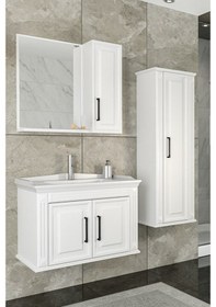 Resim Netdeko Milano 80 Cm Banyo Dolabı-Beyaz(Boy Dolap Dahil ) 