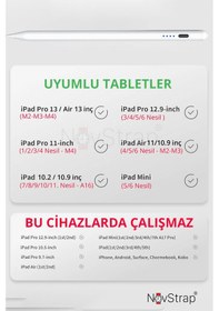 Resim Novstrap Apple Uyumlu iPad Air 13 M2/m3 İle Dokunmatik Tablet Kalemi Dz900 Gen3 Stylus Pencil Avuç İçi Reddi 2 Adet Yedek Uç 