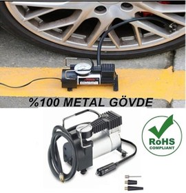 Resim Reidan Mini Oto Hava Pompası Araç Kompresör Metal Gövdeli Güçlü Hava Lastik Şişirme 12v Çakmak Girişli 