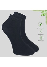 Resim Kral Socks Erkek Bambu Patik Düz Desen 3 Çift Dikişsiz Çorap 