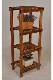 Resim Wooden City Ahşap 4 Katlı Banyo Rafı Havluluk Banyo Düzenleyici 4k Eskitme 