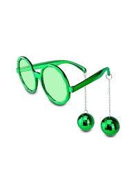 Resim Disko Toplu Küpeli Parti Gözlüğü Yeşil Renk Lisinya 