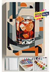 Resim Sayılarla Boyama Seti Numaralı Tuval Fırça Boya Dahil Kasnaklı Set 50x70 Cm - Viski 