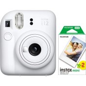 Resim Fujifilm Instax Mini 12 Fotoğraf Makinesi+Askı+Pil +20'li Film (Beyaz) 
