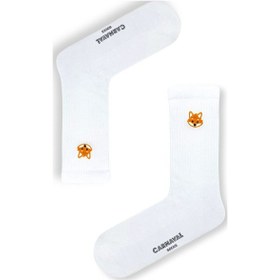 Resim Carnaval Socks 5'li Nakışlı Hayvanlar Desenli Unisex Beyaz Çorap Kutusu Beyaz Nakışlı Beyaz 