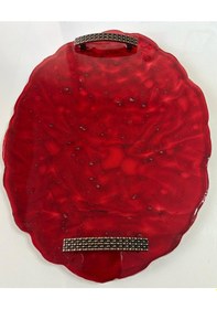 Resim Epoksi Reçine Tepsi - Kırmızı Desenli - Ebat 24 Cm X 34 Cm Çok Renkli 