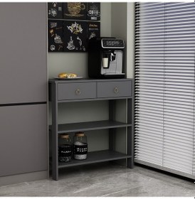 Resim Dekrosso Luke Modern 2 Çekmeceli Kahve Köşesi Airfry Dolabı Antra 