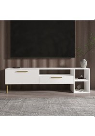 Resim Tv Sehpası Pergo Beyaz Gold 160 Cm 