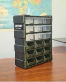 Resim Superbag Monoblok Avadanlık Ve Çekmece 18 Gözlü Seti Hobby Organizer Düzenleyici 9 Çekmece 9 Avadanlık Yeşil 