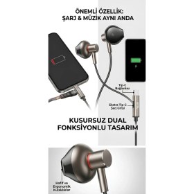 Resim Mtl Type-C Mıknatıslı Stereo Kulaklık Şarj Girişli Tak Çalıştır Oyuncu - Yüksek Ses Kalitesi MT255 